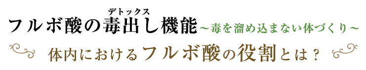 フルボ酸の毒出し（デトックス）機能　～毒を溜め込まない体づくり～
体内におけるフルボ酸の役割とは？